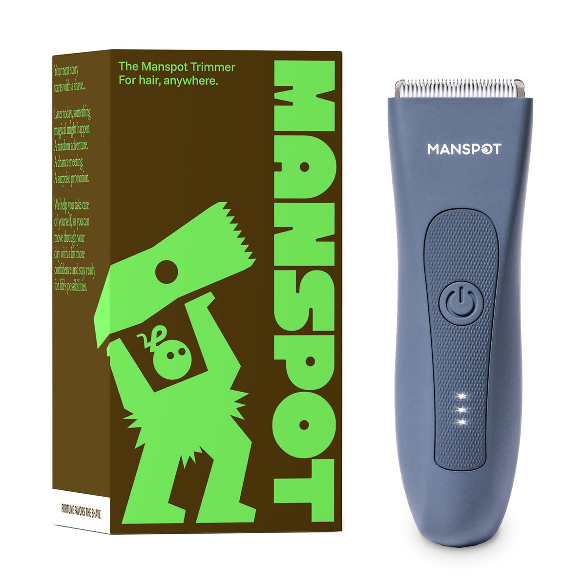 MANSPOT airy blue trimmer with packaging and guard attachments