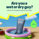 MANSPOT airy blue waterproof wet or dry body hair trimmer graphic