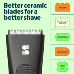 MANSPOT black ceramic blade body and groin trimmer for sensitive skin 