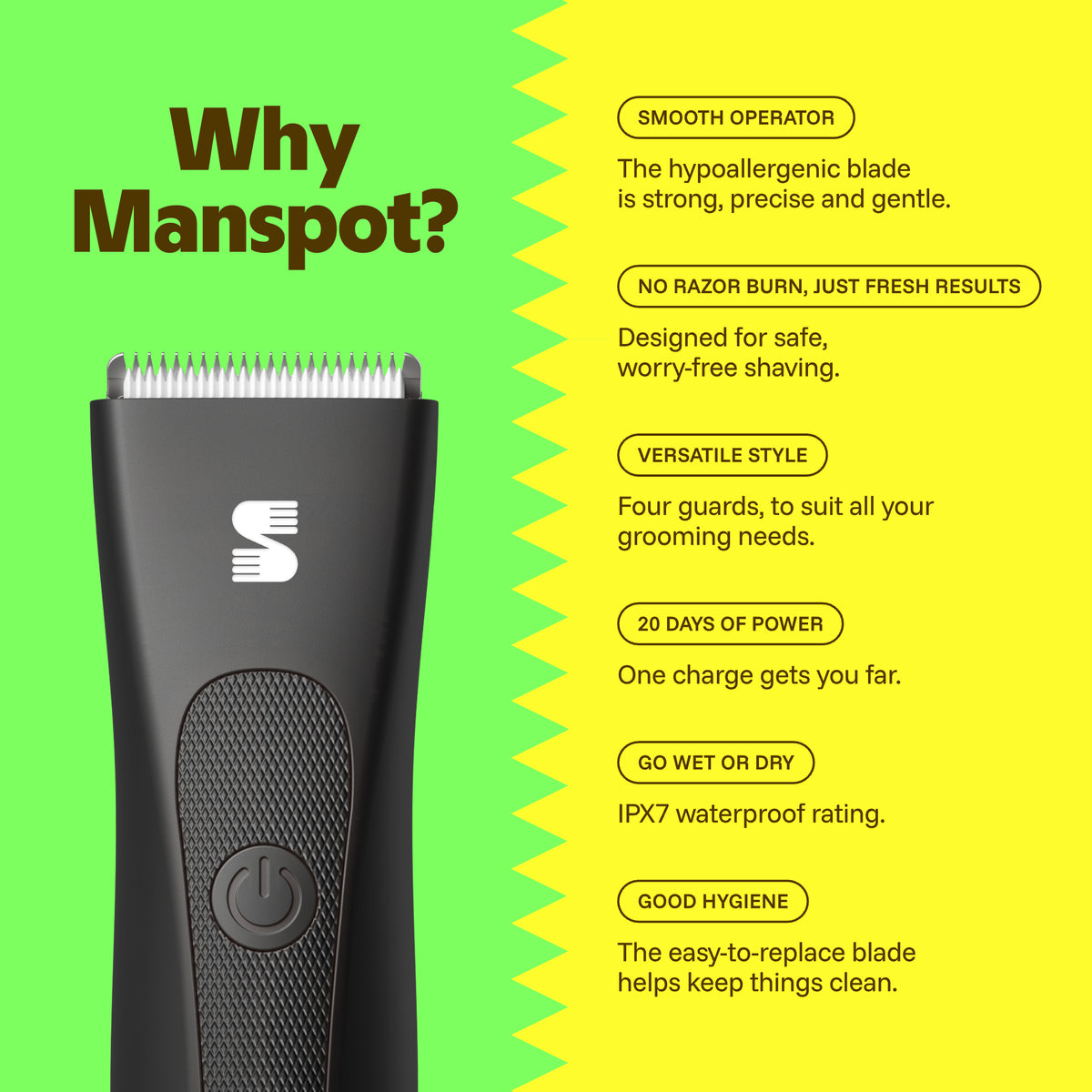 MANSPOT black body and groin trimmer benefits for sensitive grooming 