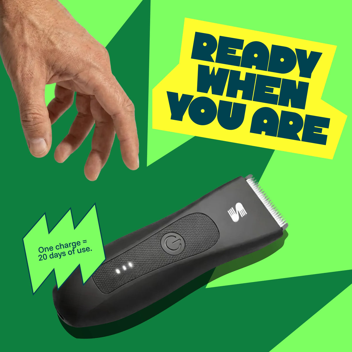 MANSPOT cordless ball and body trimmer ready when you are
