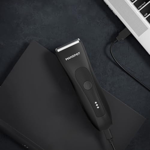 MANSPOT body trimmer charging from a laptop with Type-C cable