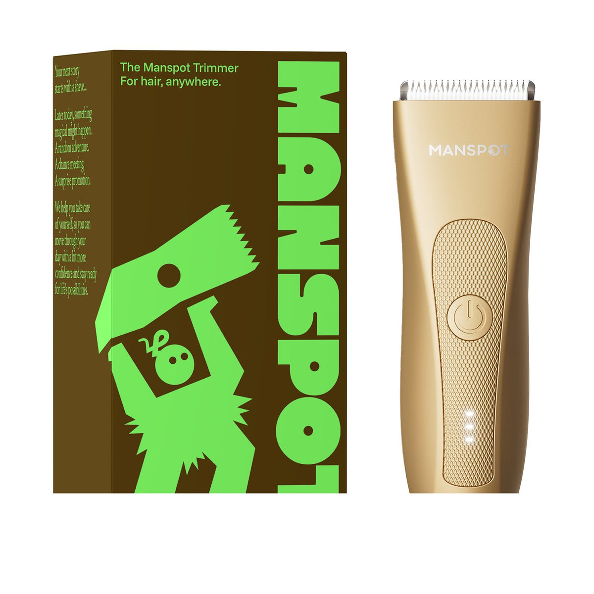 MANSPOT gold trimmer packaging and product closeup
