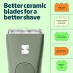 MANSPOT green ceramic blade body and groin trimmer for sensitive skin 
