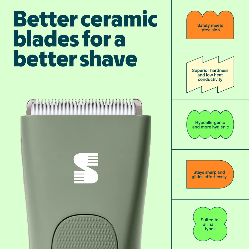 MANSPOT green ceramic blade body and groin trimmer for sensitive skin [locale:en] 