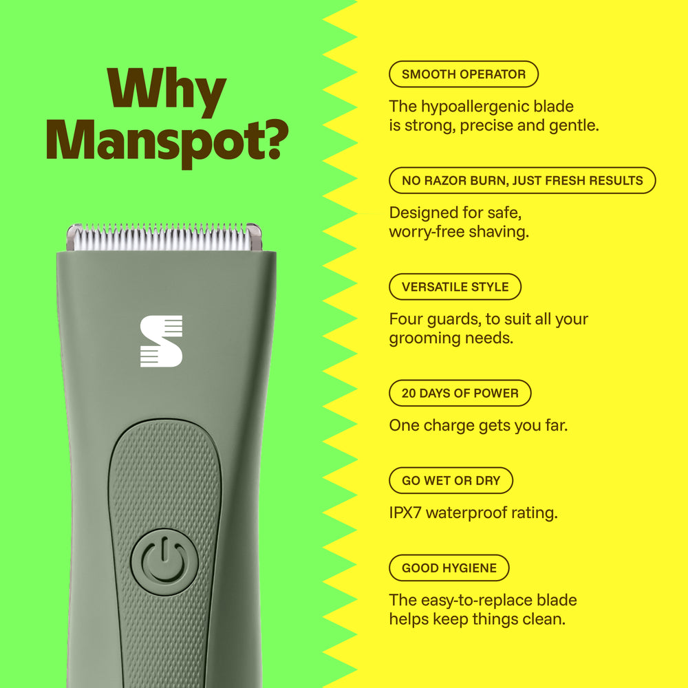 MANSPOT green body and groin trimmer benefits for sensitive grooming 