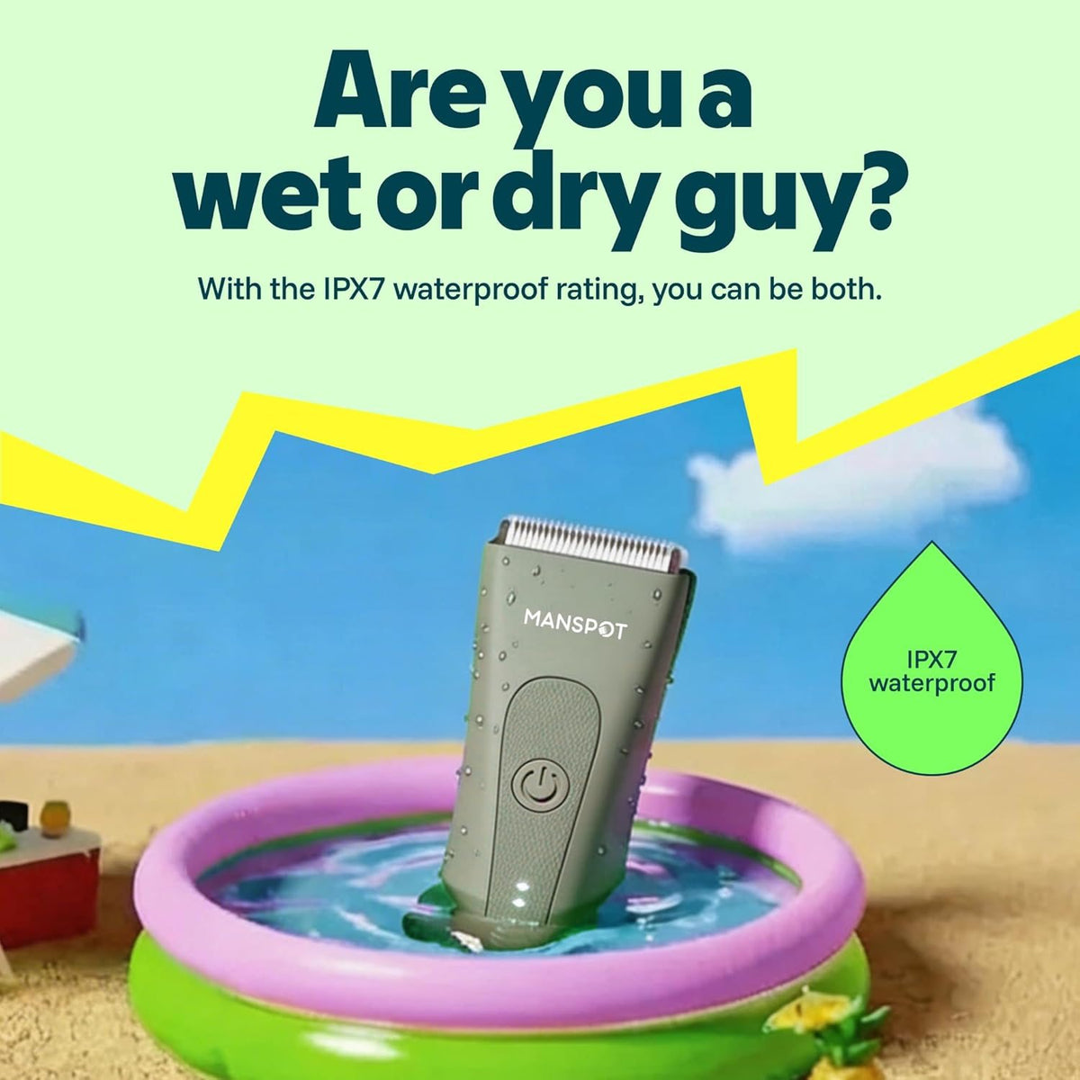 MANSPOT IPX7 waterproof wet dry ball and body trimmer