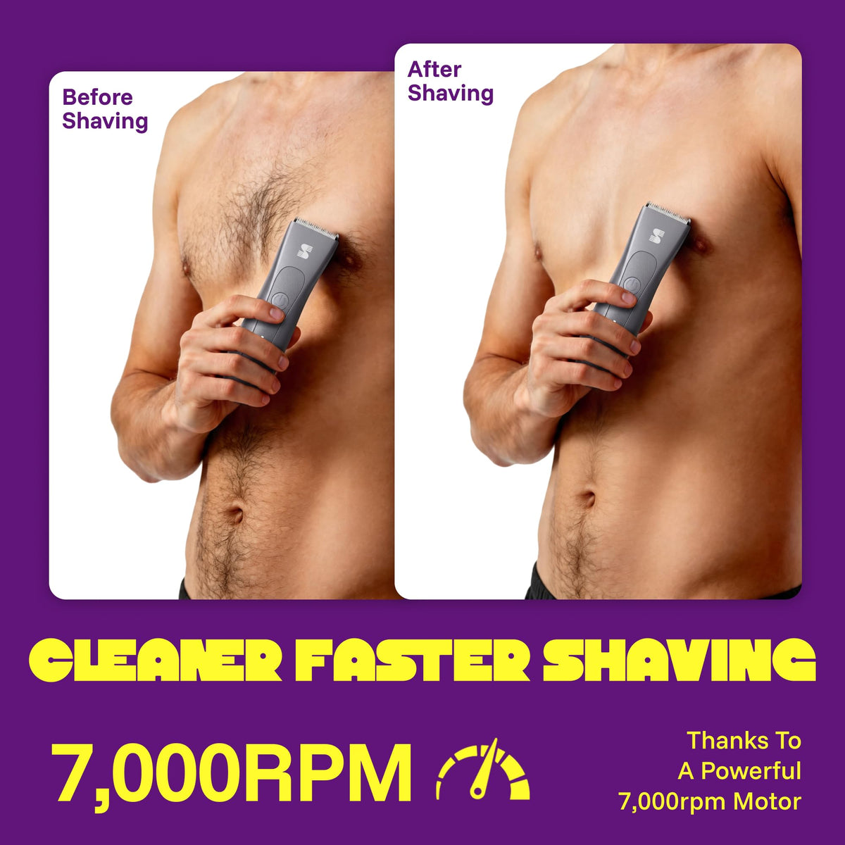 MANSPOT W003A Metallic Gray trimmer before-and-after grooming graphic [locale:en] 