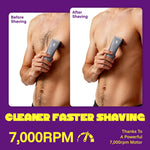 MANSPOT W003A Metallic Gray trimmer before-and-after grooming graphic 