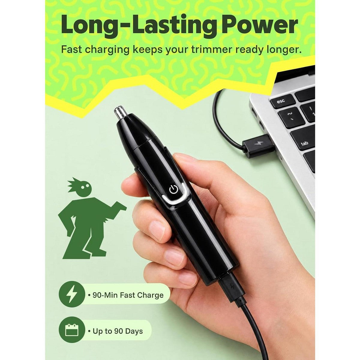 MANSPOT USB-C rechargeable nose trimmer with 90-minute runtime and up to 90 days of daily use [locale:en] 
