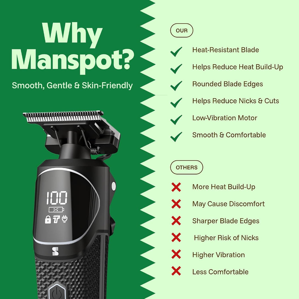 MANSPOT rounded heat-resistant trimmer blade designed for low-vibration comfortable grooming