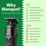 MANSPOT rounded heat-resistant trimmer blade designed for low-vibration comfortable grooming