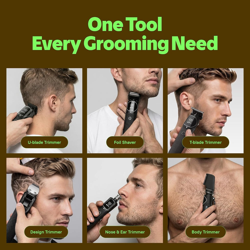 MANSPOT six-in-one men's grooming kit for hair, beard, nose, body, edging and foil shaving
