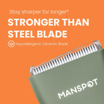 MANSPOT HC-W003A dark green body trimmer ceramic blade close-up 