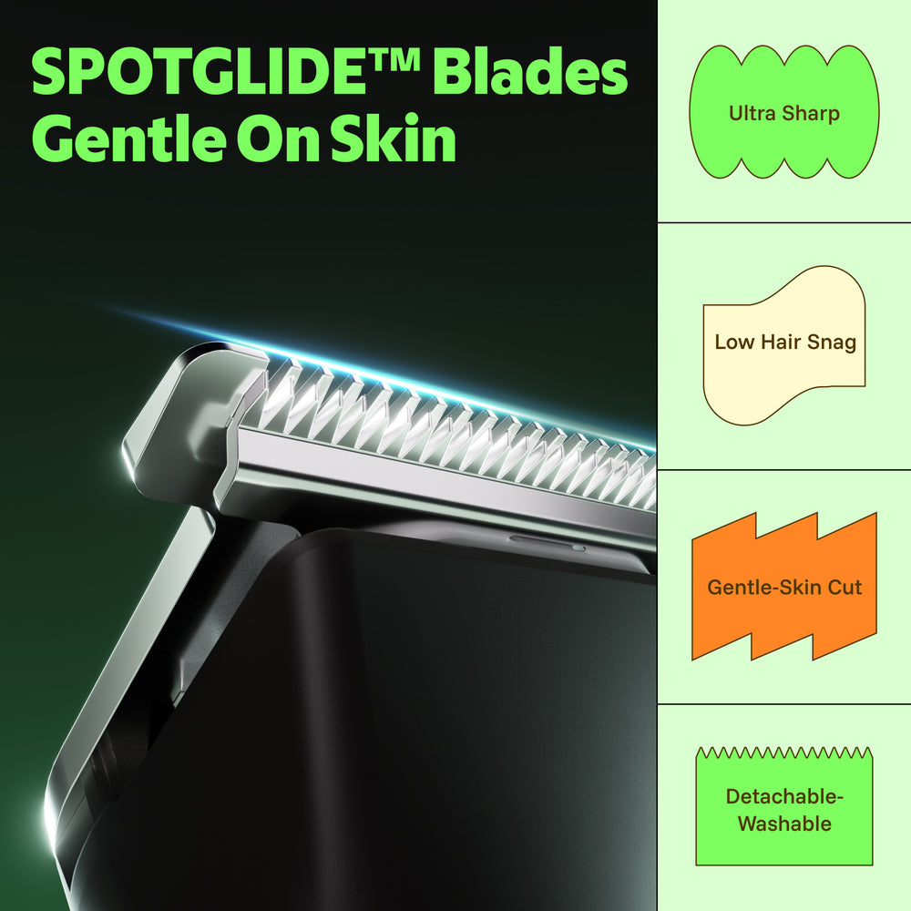 MS-2330 black beard trimmer blade close-up and detachable washable blade detail 