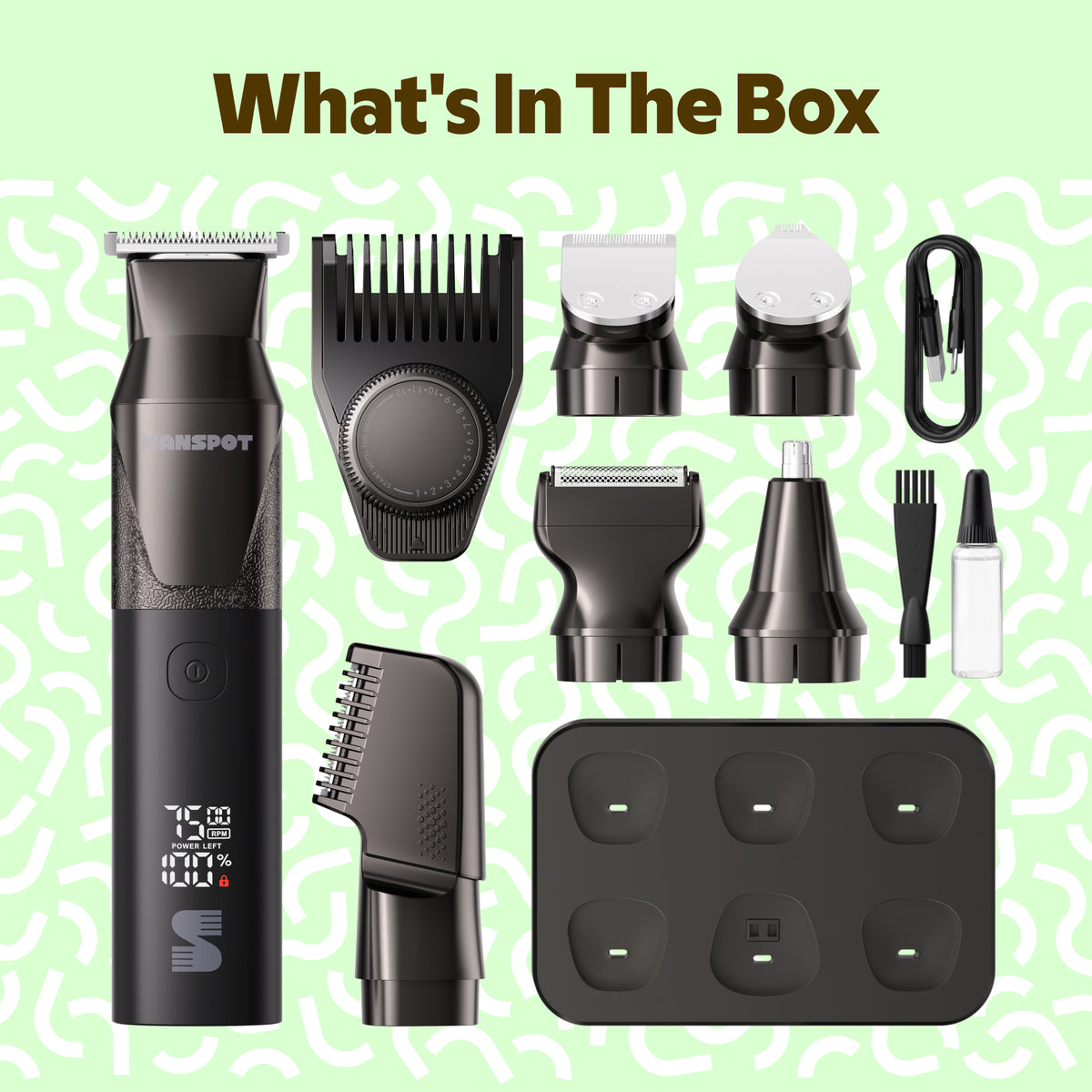 MS-2330 black beard trimmer included trimmer heads accessories and storage dock #Black