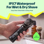 MS-2330 black beard trimmer IPX7 wet and dry trimming and cleaning feature 