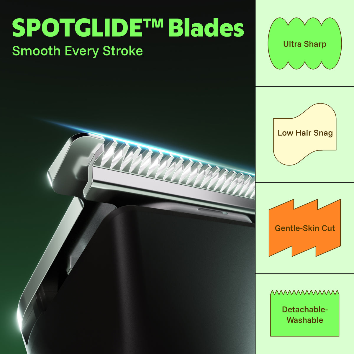 MS-2330 gray beard trimmer blade close-up and detachable washable blade detail 