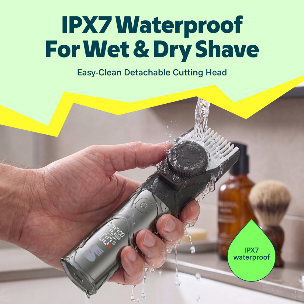 MS-2330 gray beard trimmer IPX7 wet and dry trimming and cleaning feature 