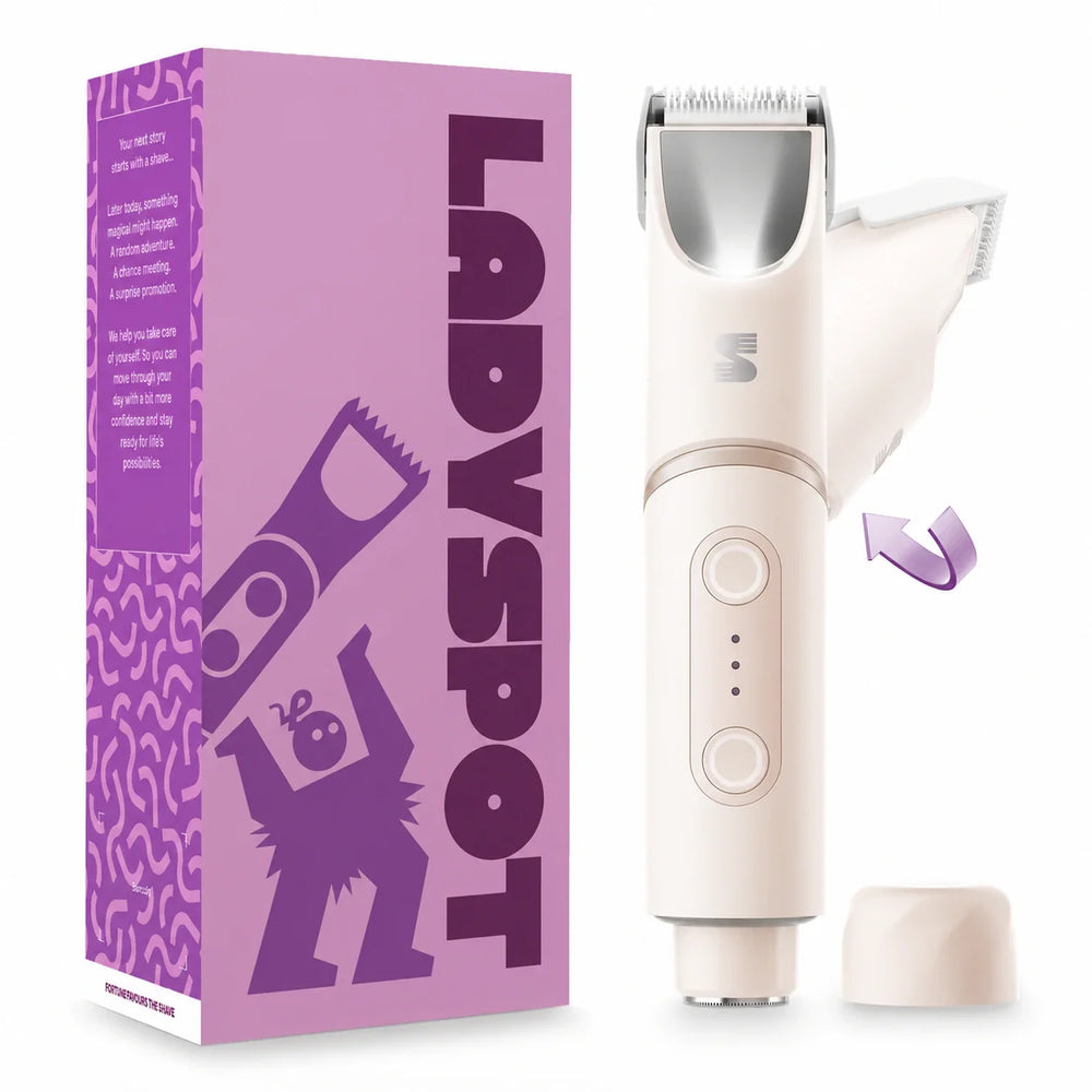 LADYSPOT SpinDuo pink electric bikini shaver with box and rotary shaving head