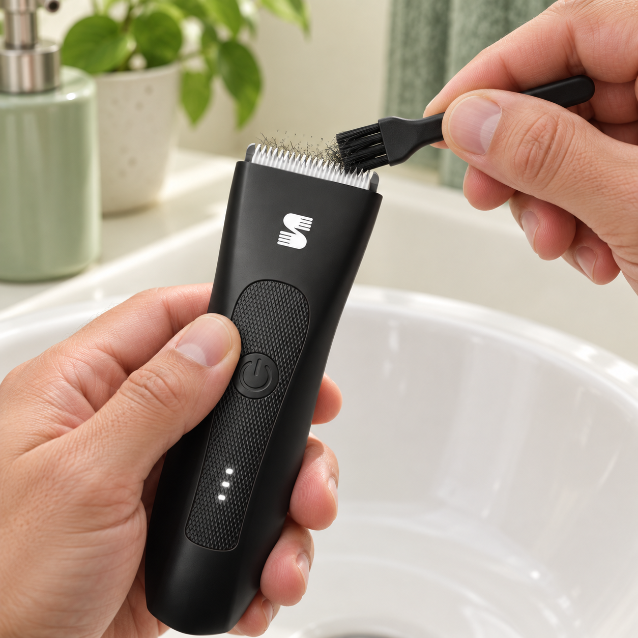 Illustration of brushing hair from the MANSPOT blade